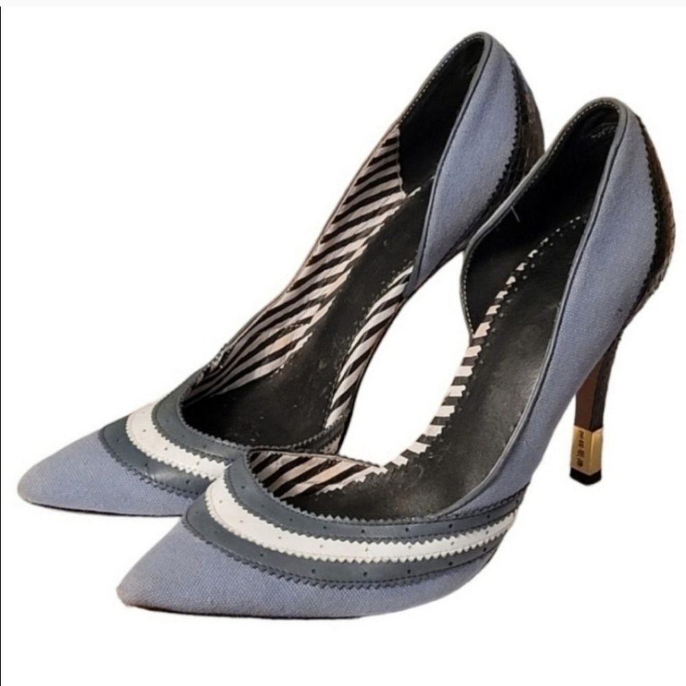 VTG L.A.M.B. by Gwen Stefani Canvas Heels Pointed toes Sz 8.5